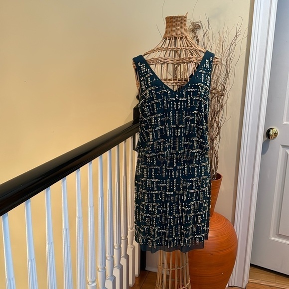 Cache green dress with gold beads - Picture 1 of 11